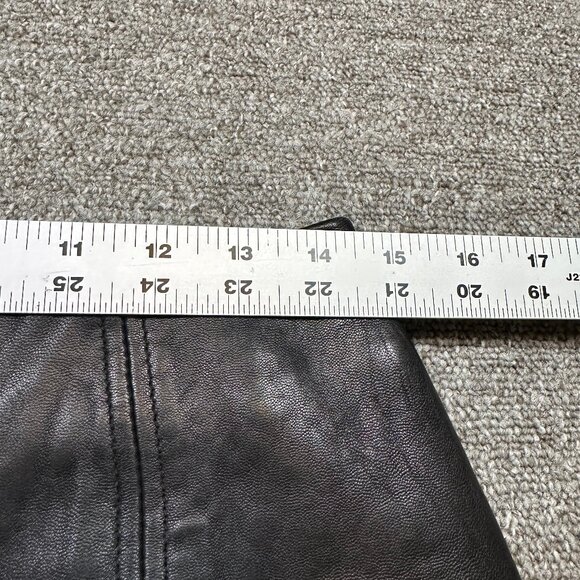 Vintage Express 100% Genuine Leather Black Slit Mini Skirt Size 9 / 10 - Picture 3 of 5